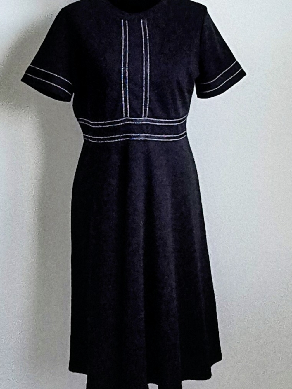 Black Midi Dress with Contrast Stitching